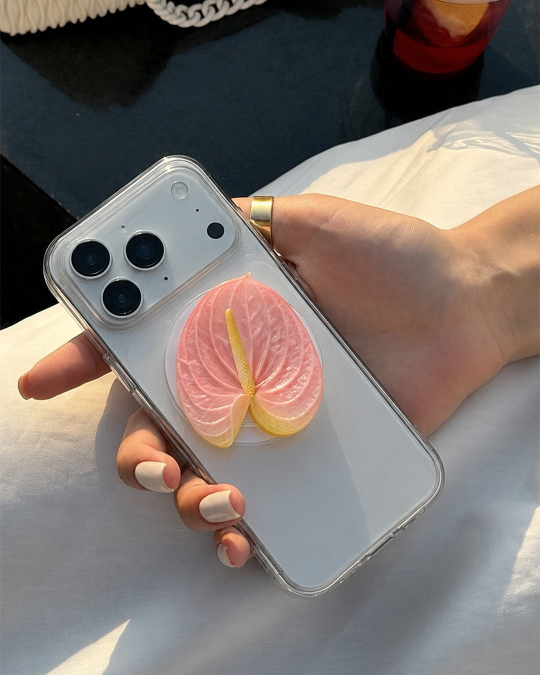 Pink Flamingo Flower Phone Grip